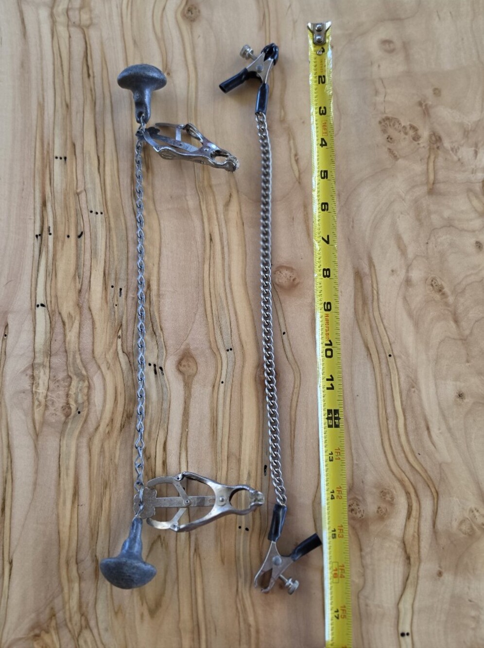 Adj Clamps & Clover Weights Set Silver Chain Cuban Link Rope Styles BDSM Vintage
